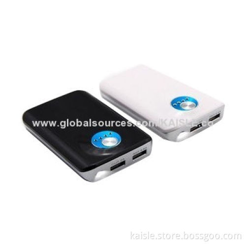 Dual USB Port Power Banks with 5,400 to 7,800mAh Capacity, Sized 98*64*26mm